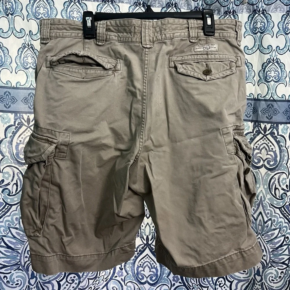 Vintage Polo Ralph Lauren Cargo Shorts Mens Size 36 Khaki Preppy Y2K Baggy